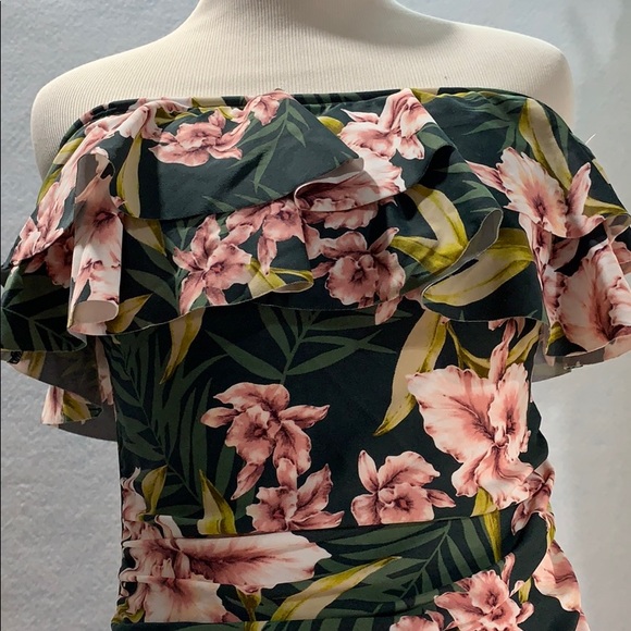 Strapless One Piece Swimsuit - Palm Floral - Picture 5 of 13